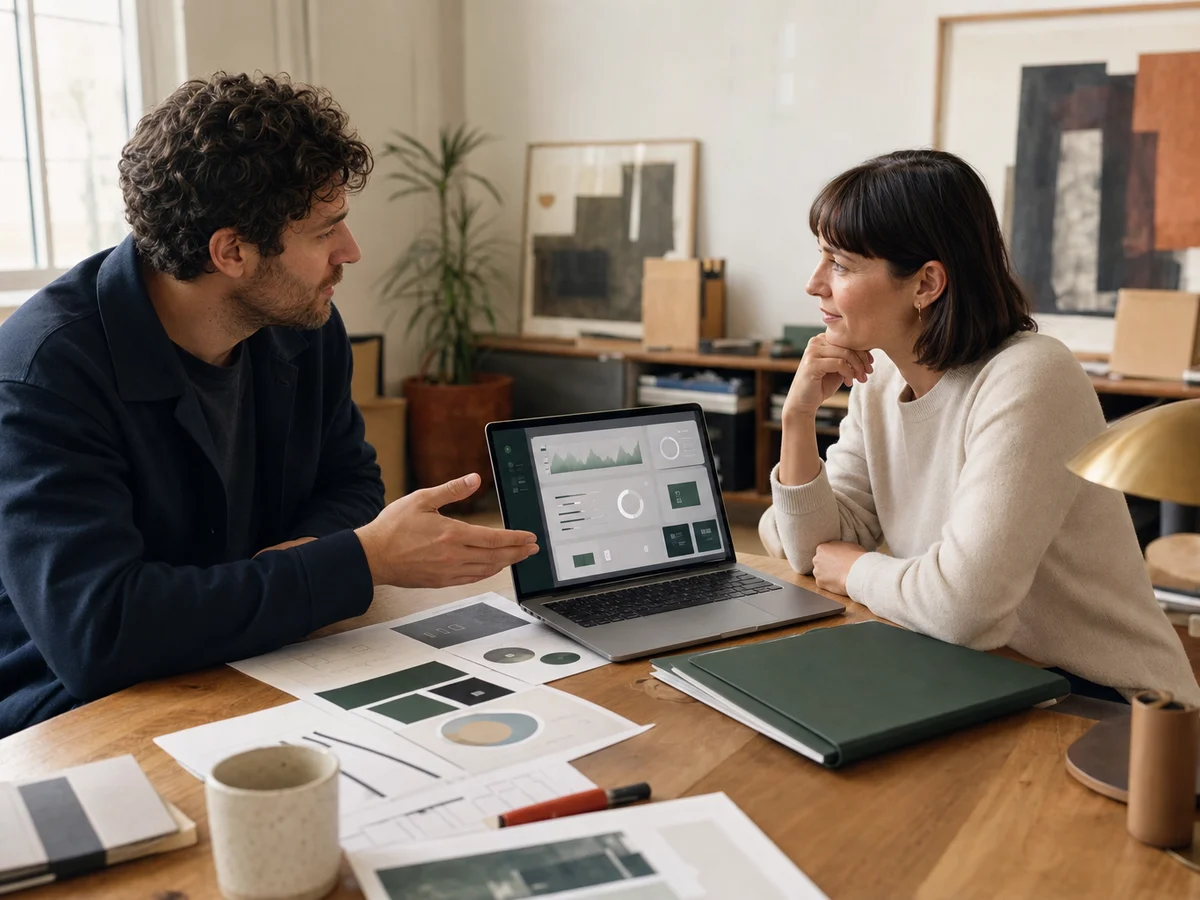 Engineer and client reviewing an existing software project together