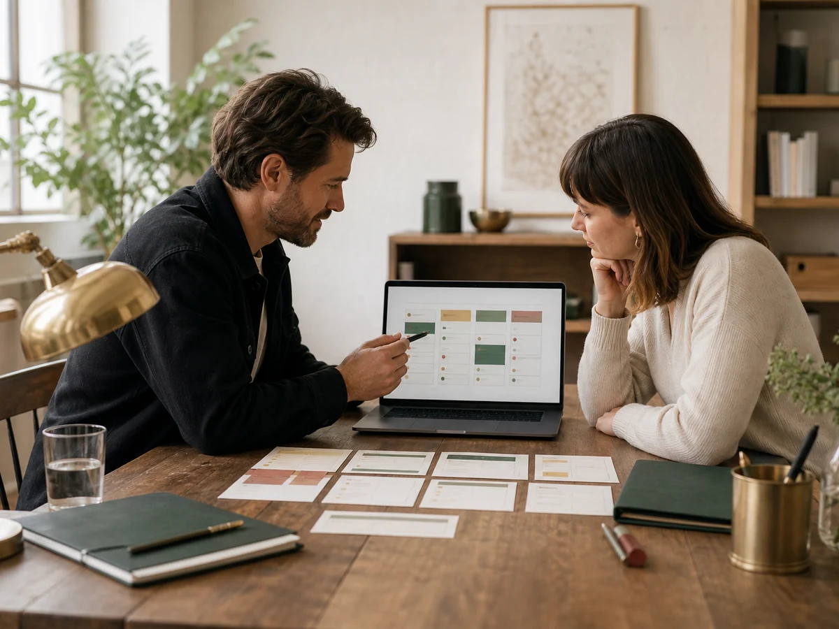 Consultant and client reviewing a practical software delivery plan together