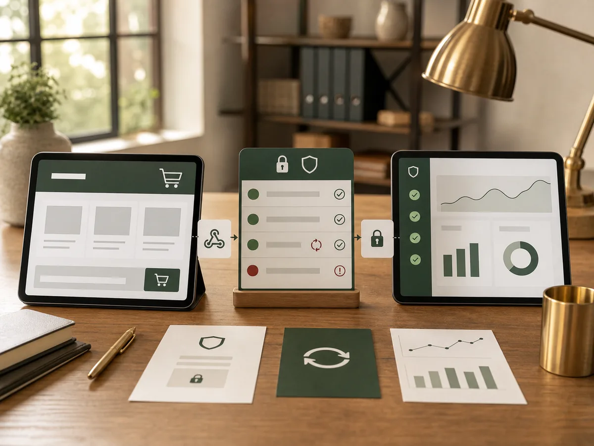 Checkout, payment events and reconciliation screens connected securely